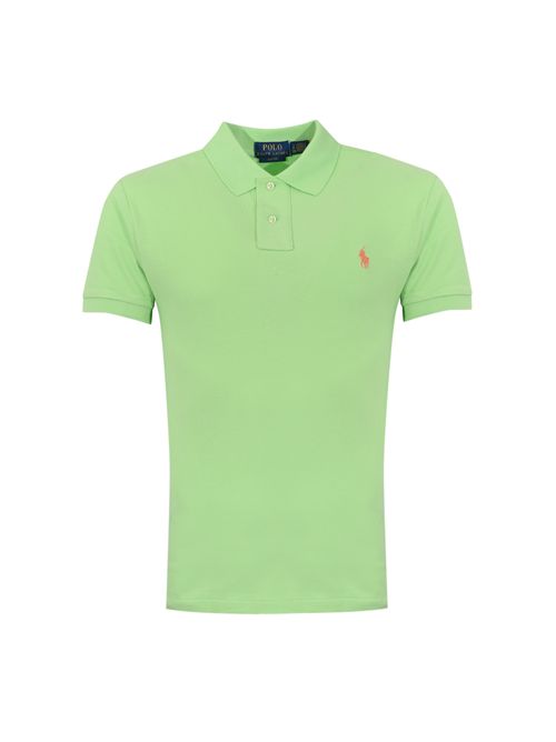 Polo due bottoni in cotone con logo Green POLO RALPH LAUREN | 710536856502
